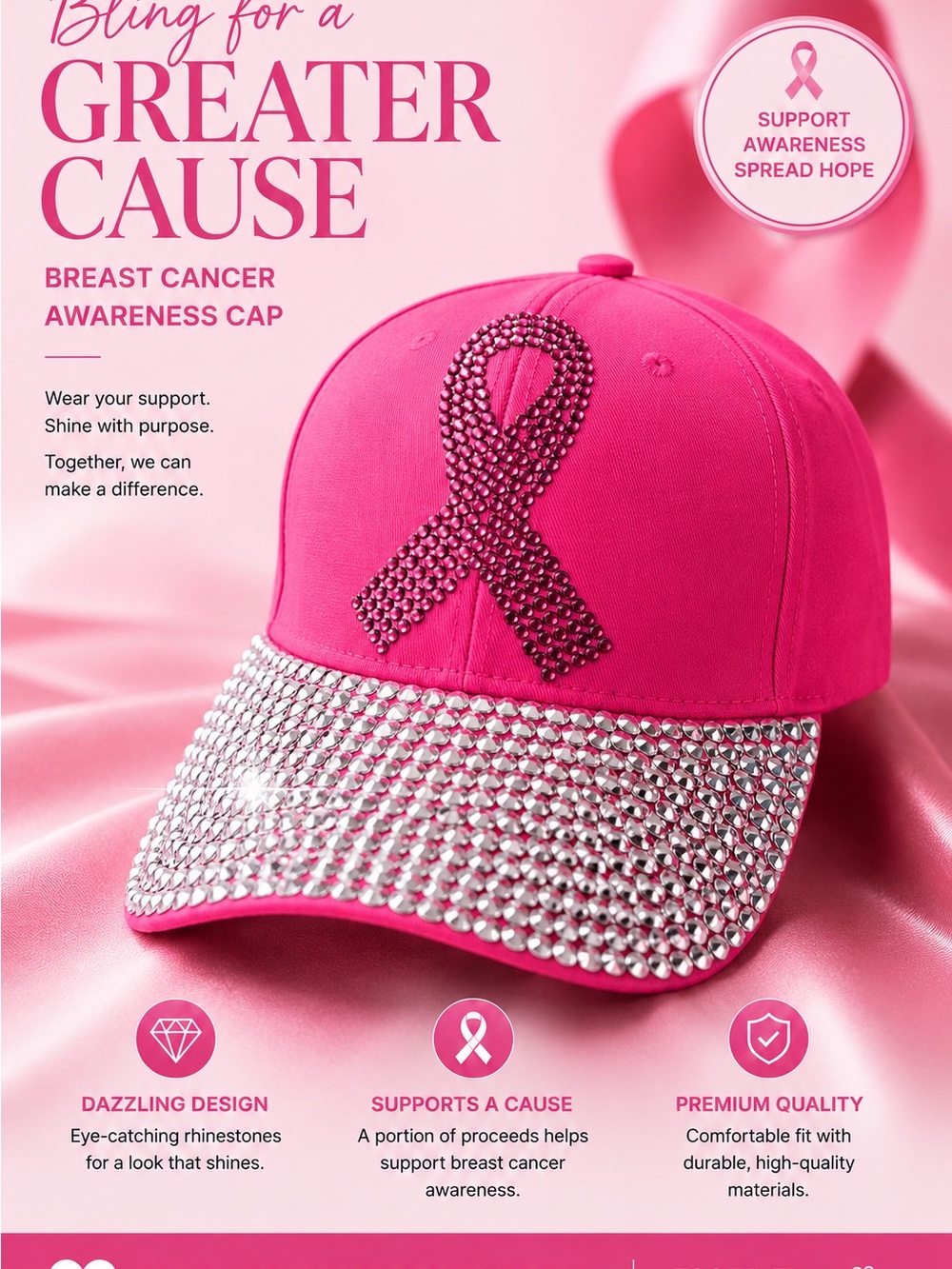 Bling Breast Cancer Awareness Hat